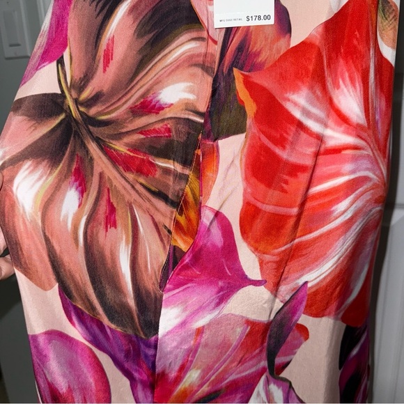NWT Karen Kane tropical Dress Soft Silky Cupro Breathable M Summer Cruise wear - Picture 9 of 15